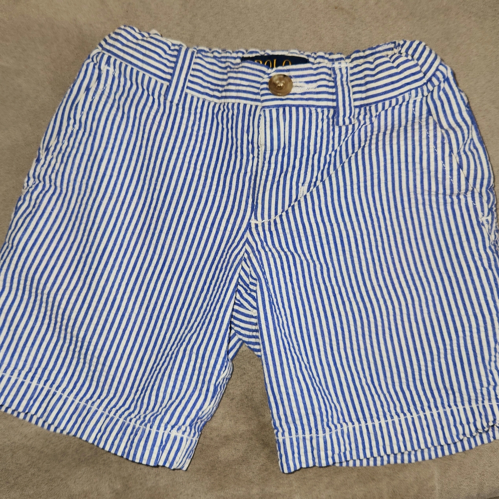 Blue and White Striped Shorts
